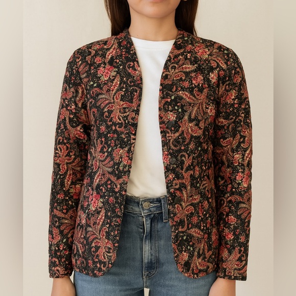 Vintage Quilted Tapestry Structured Jacket With Button Closure Size Small - Picture 15 of 15